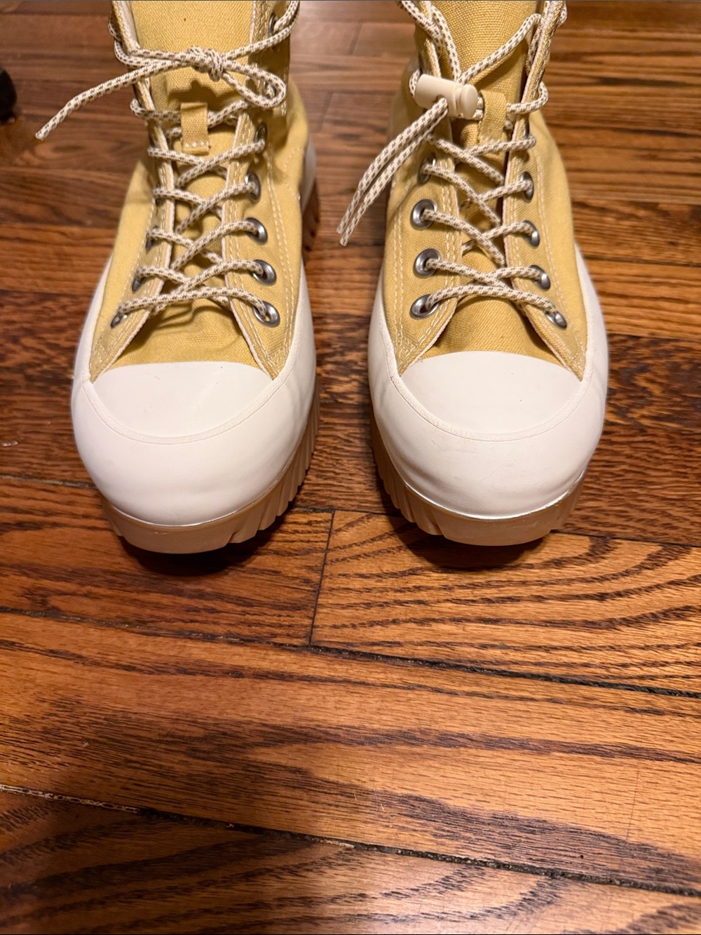 Converse Run Star Hike High Top Platform Sneakers Yellow Canvas sz 8.5